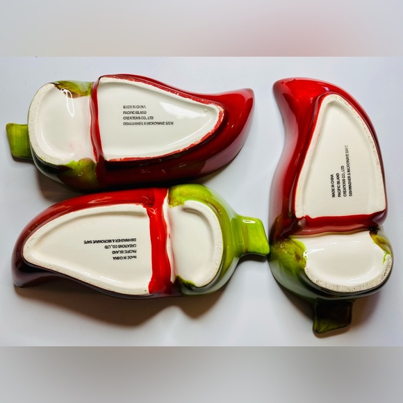 3 Pacific Island Creations Chili Pepper Ceramic Sectioned Condiment Salsa Dish - Picture 3 of 3